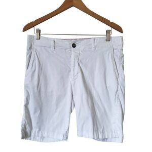 Benson Apparel Mens White Tencel Cotton Blend Chino Shorts 32 Stretch Flat Front